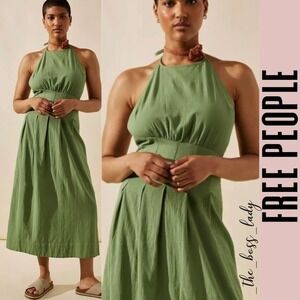 Free People dress midi cotton halter spring summer boho